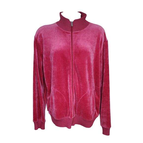 Appleseed’s Womens Large Velour Full Zip Track Jacket‎ Pink - Picture 1 of 5
